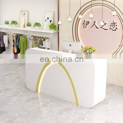 Bar Counter Cashier Counter Simple Modern Clothing Store White Paint Beauty Salon Shop Reception Front Desk Wholesale photo-3