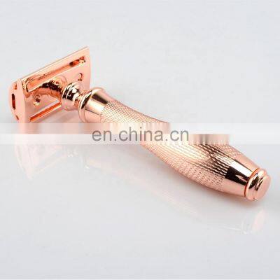 Women Best Choice  Shaver Rose Gold Brass Metal Handle Single Blade Safety Shaving Razor