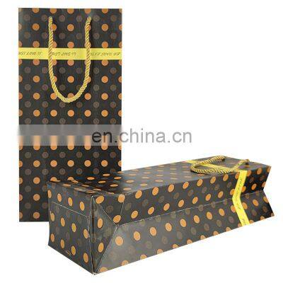 Luxury Wholesale Art Paper Custom Made Print Logo White Kraft Coloured Paper Wine Bottle Packaging Bag With Handle photo-4
