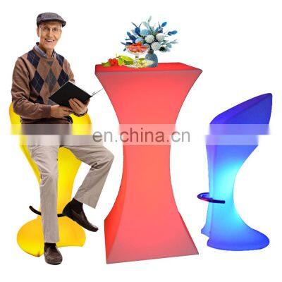 glow illuminated event night club led bar stool furniture high cocktail table led light up bar table with chair set
