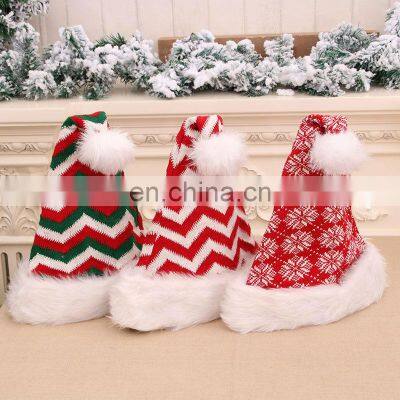 Elegant Rocking Decoration Funny Party Knitted Plaid Adult Merry Christmas Santa Hat