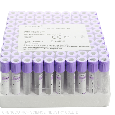 EDTA Tube Whole Blood Tubes Evacuated Blood Collection EDTA K2/ EDTA K3 Tubes, Test Tube for Blood Sample Colletion (CE)