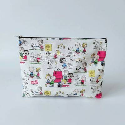 Lovely Cartoon Printed Cotton Canvas Zippered Bags