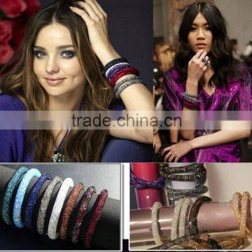 New Arrivals Colorful Mesh Single Wrap Stardust Bracelets With Crystal Stones Filled Magnetic Clasp Charm Bangles photo-3