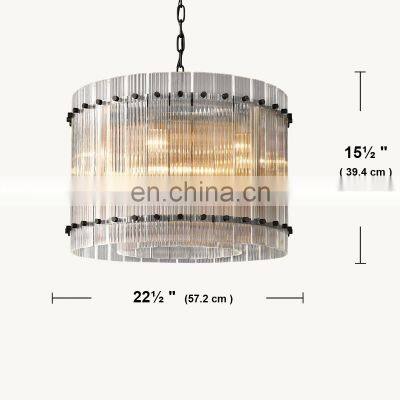 Modern Industrial Style Rivet Crystal Piece Chandelier Lighting Fixture for Living Room Kitchen Island Dining Room Foyer Lobby
