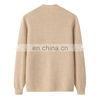 Heavy Knit Pure Cashmere Cardigan Thick V-Neck Jacquard Sweater for Winter Casual Solid Pattern Design photo-2