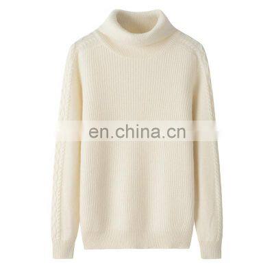 100% Customized Knitted Cashmere Turtleneck Pullover for Women Vintage Style Solid Pattern Winter Sweater OEM Service Available