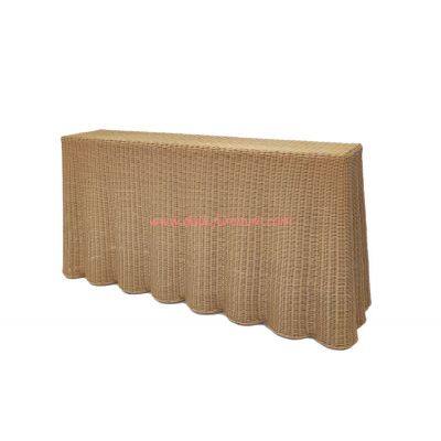 Natural Wicker Console Tables Vintage Sculptural PE Rattan Ottoman or Coffee Table photo-2