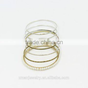 2015 Fashion Jewelry Bracelet,Variety Metal Circle Pearl Bangle Bracelet photo-2