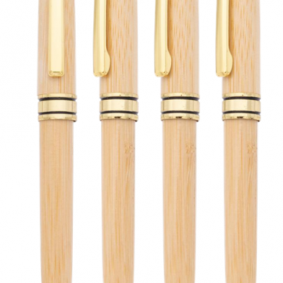 Customized LOGO Bamboo Pen With Metal Parts and Black Ink for Company Gift, Exhibition Use