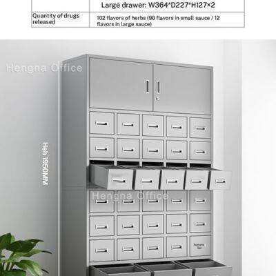 36-Drawer Stainless Steel Herb Storage Cabinet | 102 Herbs Organizer With Mixed Drawer Sizes | Customizable for TCM Practices