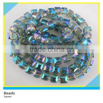 Crystal Jewelry 8*8 mm Square Loose Glass Beads Strands Wholesale One Strands Crystal Glass Beads On Sale