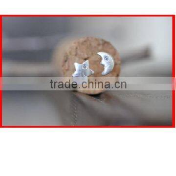 925 sterling silver moon star girls light weight gold earring