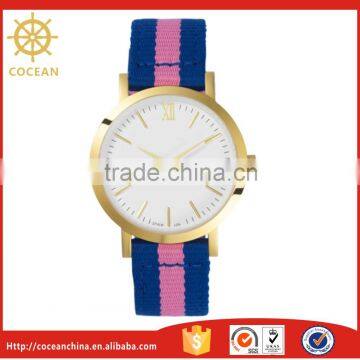 Different Plating Color New Fashion Design Nylon Band Girl Watch