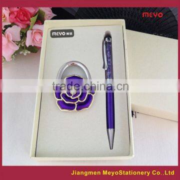 Flower bag hanger gift set,touch ballpoint pen promotion set, Promotional gift 2015