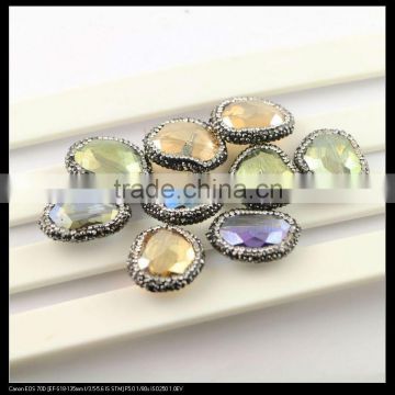 LFD-0082B Mixed Color Faceted Crystal Glass Beads, with Crystal Paved Loose Connector Beads For Jewelry Making