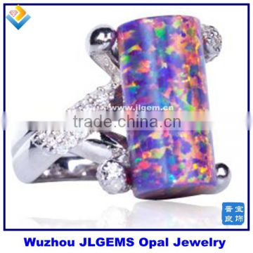 Royal Lavender Opal & AAA CZ Ring Fashion Silver Jewelry