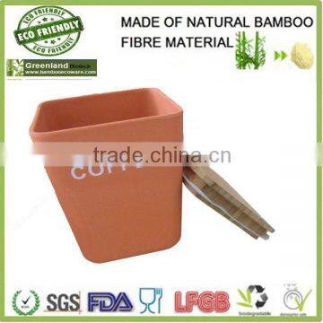 factory hot selling square bamboo fiber canister,bamboo fiber food storage box