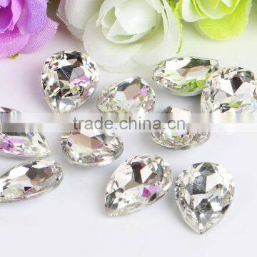 White High Fancy Quality Wholesales Point Back Loose Teardrop Shapes Crystal Glass Beads for Jewelry Making Cheap