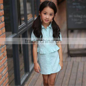 lotus leaf botttom children girl suit dress short sleeves baby girl dress OEM service