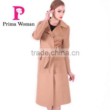 2016 New Design Fashion Women Length Slim Fit Wool Coat With Belt photo-5