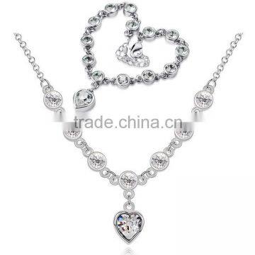 Silver Exquisite Necklace and Bracelet With White Beads Silver Jewelry Set