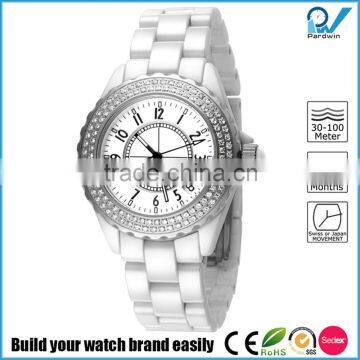 PVD Rosegold/Silver Black Ceramic Watch Quartz Japan Movement Women Sapphire Crystal Ceramic Watch photo-3