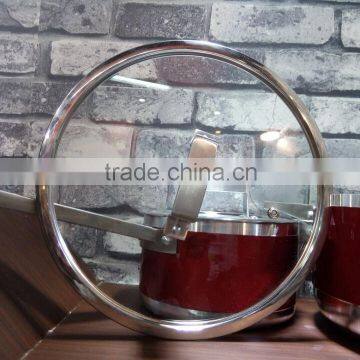Red Aluminum Non-stick Saucepan Sauce Cooking Noodle Pasta Soup Pot With Glass Lid photo-4
