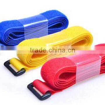 adjustable cable strap hook and loop with plastic buckle