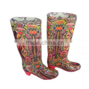 women waterproof boots with heel antiskid PVC rain shoes OEM plastic overshoes