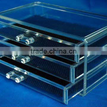 acrylic cosmetic box with three drawers