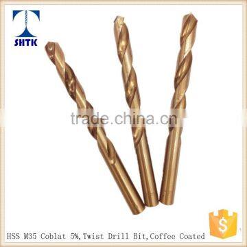 Drill bit, HSS M35 cobalt drill, fully ground, twist drill bit, Coffee Coated