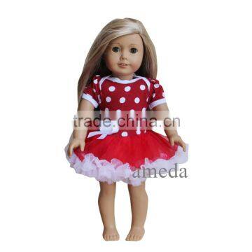 18" American Girls Doll Red White Polka Dots Xmas Tutu Party Dress