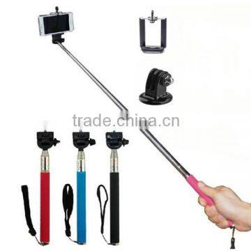 Wireless Self Selfie Stick Handheld Monopod+Clip Holder+Bluetooth Camera Shutter Remote Controller for iPhone Samsung gopro