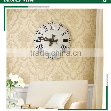 hot sale deep embossed pvc wallpaper, vanilla yellow gorgeous damask wall sticker roll , unusual wall mural brands