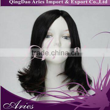 Fashion 100% Brazilian Virgin human Hair Silk Top Full Lace Wigs/Jewish wig for black woman