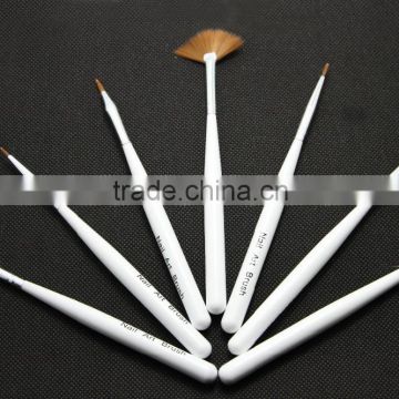 Compact Foldable Metal Handle Acrylic Nail Tip Art Brush Set flat brush 5 Pcs NO.2 4 6 8 10