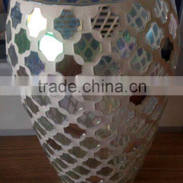 rainbow color crackle mosaic glass mirror vase