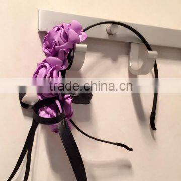 Burnt Fabric Flower Headband,Red Balck Rose Flower Headband For Adult photo-5