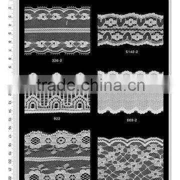 narrow inelastic lace for cloth accessories,non stretched/non elastic/nylon lace trimmings