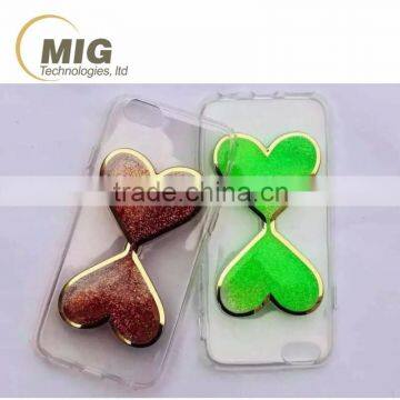 Soft electroplate TPU Material 3D Heart-shaped Mystery Quicksand Design Mobile phone case For apple iphone 6s 6 plus
