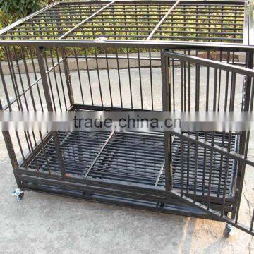 2 doors deluxe folding iron square tube heavy duty dog crate