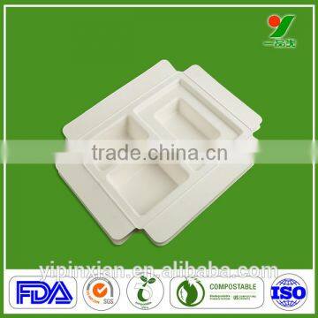 China alibaba factory eco-friendly OEM compostable dry pressing chic bagasse pulp packaging tray for industrial packing