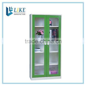 Metal Lockable Cabinet With Glass Door, Bookcase