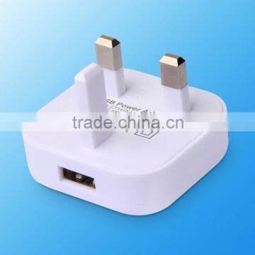 UK plug mobile travel charger with 1.0Amps output for iphone for galaxy