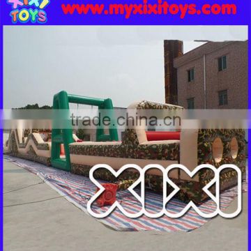 Military color cheap inflatable obstacle course slide for kids and adults