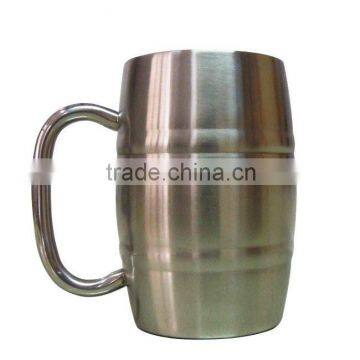 220ml 300ml 450ml Barrel shape Metallic Double Wall Stainless Thermal Coffee Mugs