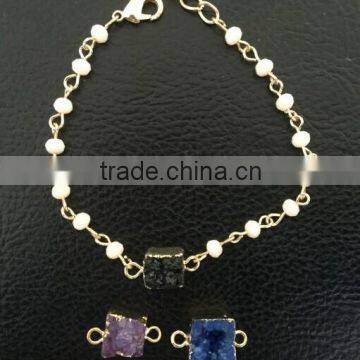 2015 Fall Winter Mini Square Drusy Druzy Cabochon Stone Charm Bracelet