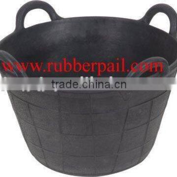 40L recycled rubber buckets,construction pails with 4 handles,Rubber basket