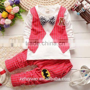 2015 autumn hot sale boy long sleeve t-shirt sets with vest ,3 pcs sets